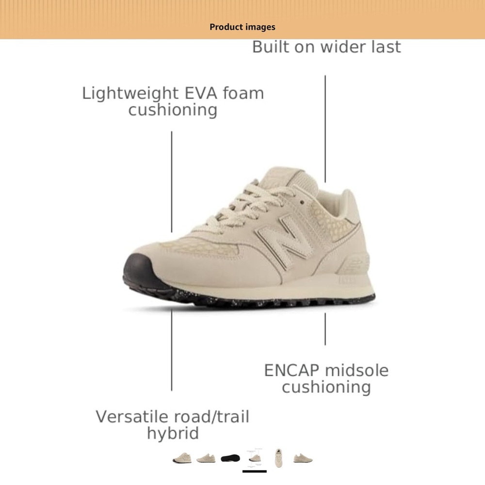 New Balance Women's Light Beige Textured Classic Sneakers - Picture 2 of 8